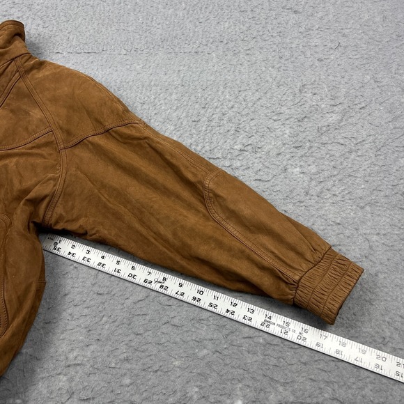 VTG Wilsons Adventure Bound Bomber Jacket Women's Small Brown Leather Lined Coat - Picture 11 of 14